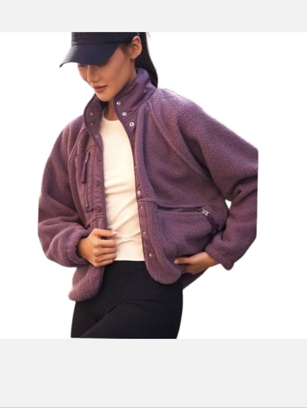 Free People HIt The Slopes Fleece Jacket Sz.XL Purple